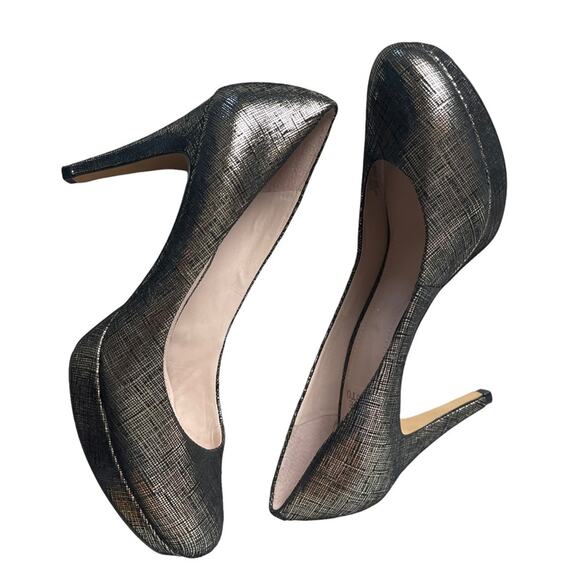 Vince Camuto Zella Silver Two Tone Metallic Platform Leather Pump 9.5 - Picture 3 of 10